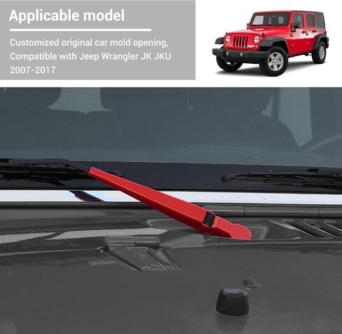 Hoolcar Front Windshield Wiper Accessories Front Window Arm Blade Cover Trim Compatible with Jeep Wrangler JK JKU 2007-2017, Red, 2Pcs in Saudi Arabia