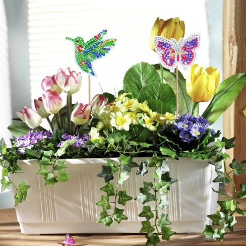 مجموعة طلاء فني ماسي من FineGood مكونة من 8 قطع، لوحات فنية ماسية على شكل فراشة الطيور لديكور ساحة الحديقة، مجموعات فنية ماسية ذاتية الصنع للبالغين in Kuwait