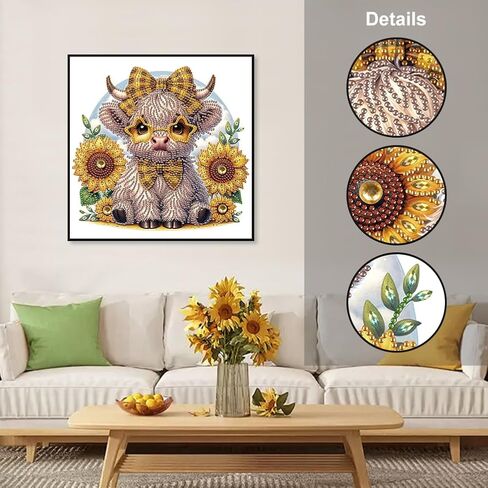 SJUTOUCI Diamond Art Painting Kits for Adults, 5D Highland Cow Yak Special Shape Diamond Art for Beginners, Crystal Rhinestones Dots Bead Art for Home Wall Decoration Gift 12×12inch in Saudi Arabia