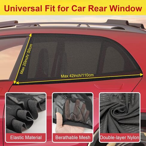 Car Sun Shade, 2 Pack Car Window Shade for Baby Universal Car Side Window Sunshade Sun Glare and UV Protection for Kids/Adults/Pets - Fits 98% Cars in Saudi Arabia