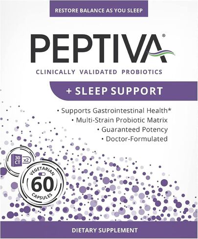 Peptiva 26 Billion CFU Probiotic and Sleep Support - Clinically Validated Multi-Strain Probiotic - Lactobacillus and Bifidobacterium, Melatonin in Kuwait