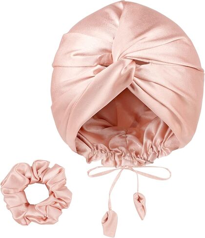 باريسبيلا غطاء رأس من الساتان الحريري القابل للعكس للنوم، ناعم كالحرير لفافة شعر للنوم، قبعة نوم من الساتان قابلة للتعديل للنساء، عمامة أنيقة للشعر المجعد، أسود، عبوة من قطعة واحدة in Kuwait