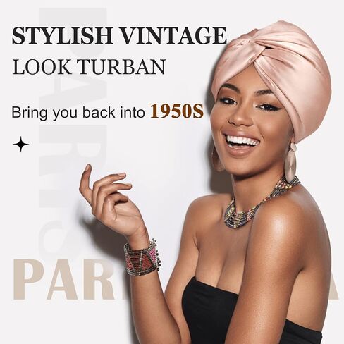 باريسبيلا غطاء رأس من الساتان الحريري القابل للعكس للنوم، ناعم كالحرير لفافة شعر للنوم، قبعة نوم من الساتان قابلة للتعديل للنساء، عمامة أنيقة للشعر المجعد، أسود، عبوة من قطعة واحدة in Kuwait