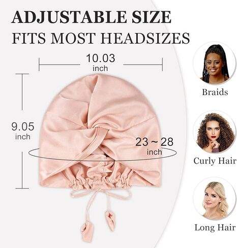 باريسبيلا غطاء رأس من الساتان الحريري القابل للعكس للنوم، ناعم كالحرير لفافة شعر للنوم، قبعة نوم من الساتان قابلة للتعديل للنساء، عمامة أنيقة للشعر المجعد، أسود، عبوة من قطعة واحدة in Kuwait
