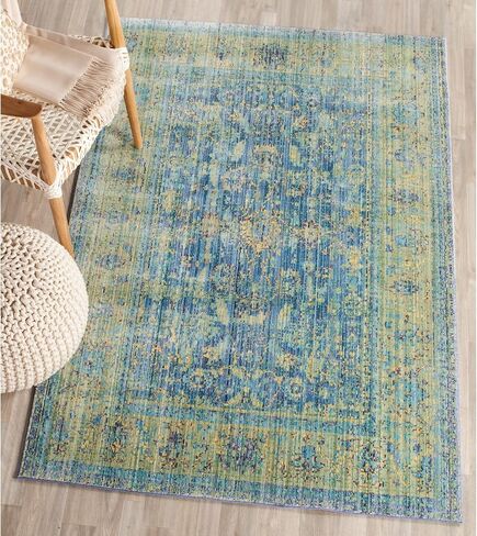 SAFAVIEH Valencia Collection Runner Rug - 2'3" x 8', Blue & Multi, Boho Chic Distressed Design, Non-Shedding & Easy Care, Ideal for High Traffic Areas in Living Room, Bedroom (VAL123M) in Saudi Arabia