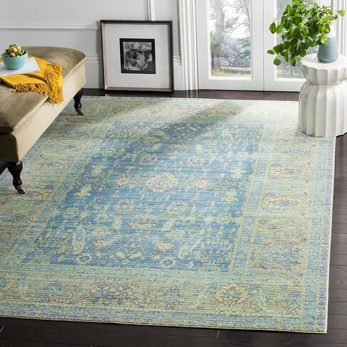 SAFAVIEH Valencia Collection Runner Rug - 2'3" x 8', Blue & Multi, Boho Chic Distressed Design, Non-Shedding & Easy Care, Ideal for High Traffic Areas in Living Room, Bedroom (VAL123M) in Saudi Arabia