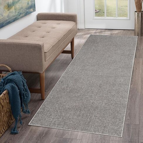 Hallway Runner Rug Modern Solid Textured Runner Rug Entryway Rug, Washable Stain Resistant Non-Slip Contemporary Bedroom Rug Runner Entrance Carpet for Laundry Kitchen, Cream, 2' x 6' in Kuwait