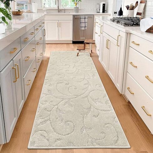 Modern Runner Rug 2x8 Solid Shag Runner Rug for Hallway Kitchen Soft Plush Shaggy Runners Non-Slip Boho Carpet Entryway Fluffy Floor Cover Indoor Living Room Laundry Area Rug Home Decor Beige in Saudi Arabia