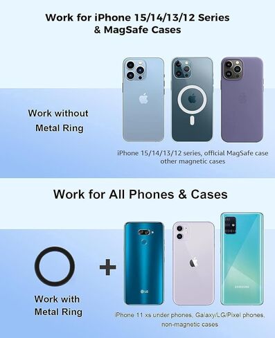 【ترقية 2024】 حامل حلقة هاتف آمن من Mag، مسند مغناطيسي قابل للتعديل SUPERONE وقبضة هاتف قابلة للإزالة متوافقة مع iPhone 15 و14 و13 و12 سلسلة MagSafe لجميع الهواتف - أسود in Kuwait