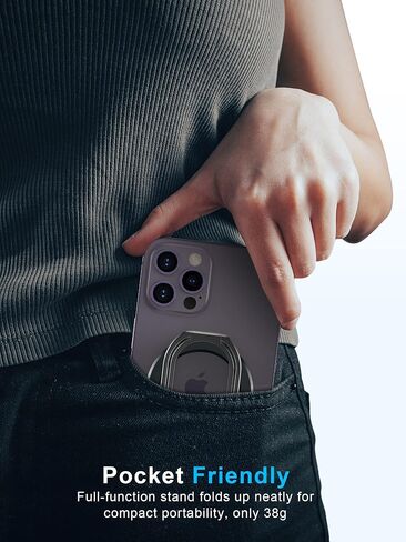 【ترقية 2024】 حامل حلقة هاتف آمن من Mag، مسند مغناطيسي قابل للتعديل SUPERONE وقبضة هاتف قابلة للإزالة متوافقة مع iPhone 15 و14 و13 و12 سلسلة MagSafe لجميع الهواتف - أسود in Kuwait