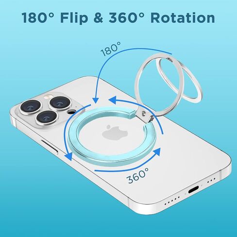 Compatible with MagSafe Phone Grip, Double Ring Magnetic Phone Grip, Phone Gripper for Back of Phone, Phone Ring Holder Stand for iPhone, Samsung Galaxy, LG, Google Pixel (Blue) in Saudi Arabia