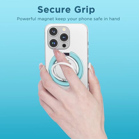 Compatible with MagSafe Phone Grip, Double Ring Magnetic Phone Grip, Phone Gripper for Back of Phone, Phone Ring Holder Stand for iPhone, Samsung Galaxy, LG, Google Pixel (Blue) in Saudi Arabia