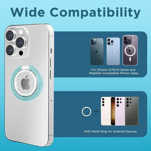Compatible with MagSafe Phone Grip, Double Ring Magnetic Phone Grip, Phone Gripper for Back of Phone, Phone Ring Holder Stand for iPhone, Samsung Galaxy, LG, Google Pixel (Blue) in Saudi Arabia