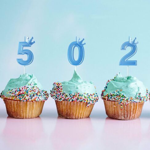 3inch Birthday Number Candle, Blue 3D Candle Cake Topper with Crown Cake Numeral Candles Number Candles for Birthday Anniversary Parties (Number 2) in Saudi Arabia