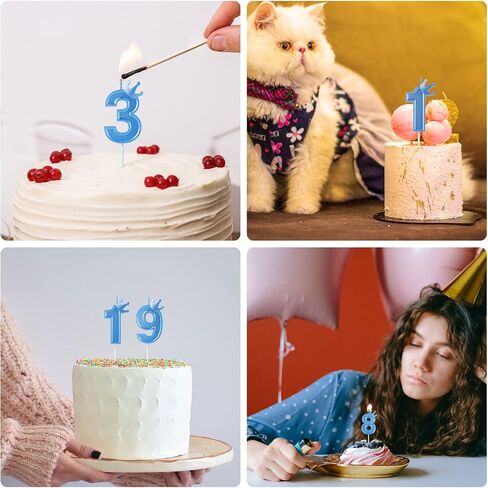 3inch Birthday Number Candle, Blue 3D Candle Cake Topper with Crown Cake Numeral Candles Number Candles for Birthday Anniversary Parties (Number 2) in Saudi Arabia