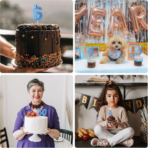 3inch Birthday Number Candle, Blue 3D Candle Cake Topper with Crown Cake Numeral Candles Number Candles for Birthday Anniversary Parties (Number 2) in Saudi Arabia