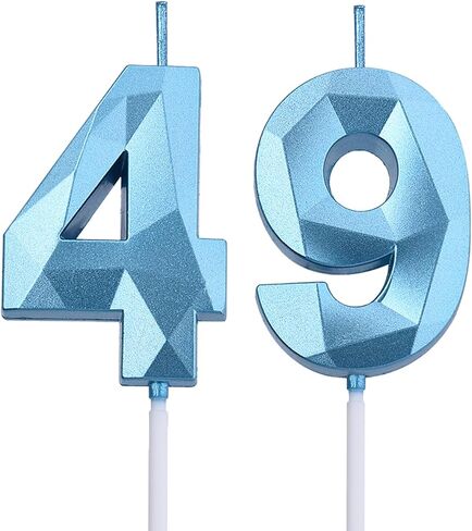 2 inch Gold 49 Birthday Candles, 3D Diamond Number 49th Cake Topper for Boys Girls Birthday Party Decorations Theme Party in Saudi Arabia