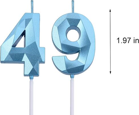 2 inch Gold 49 Birthday Candles, 3D Diamond Number 49th Cake Topper for Boys Girls Birthday Party Decorations Theme Party in Saudi Arabia