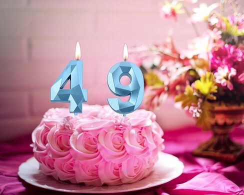 2 inch Gold 49 Birthday Candles, 3D Diamond Number 49th Cake Topper for Boys Girls Birthday Party Decorations Theme Party in Saudi Arabia