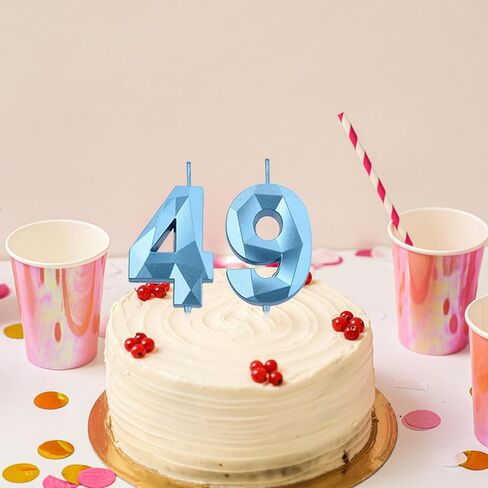 2 inch Gold 49 Birthday Candles, 3D Diamond Number 49th Cake Topper for Boys Girls Birthday Party Decorations Theme Party in Saudi Arabia