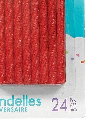 Large Red Glitter Spiral Candles - 3.25", 24 Pieces - Elegant Party Candles for Cake Decoration & Celebrations in Saudi Arabia