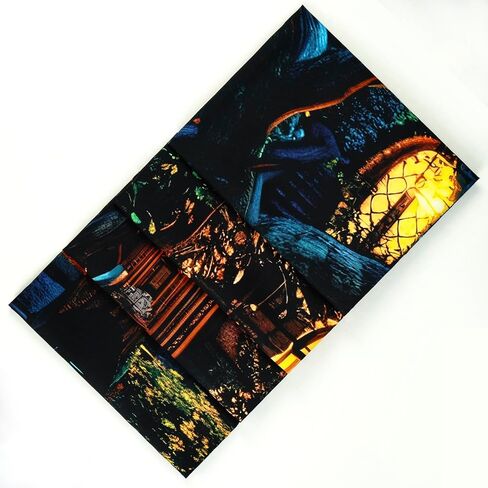 نسيج Invoibler العتيق، نسيج الشارع المريح، مشهد ليلي، نسيج دافئ، قلعة البيت القديم، نسيج شجرة الخيال، نسيج المناظر الطبيعية الرجعية (51.2 × 59.1 بوصة) in Kuwait