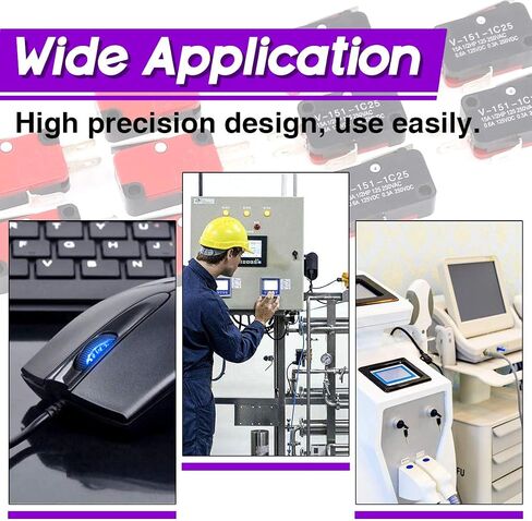 10 قطع من Swpeet V-151-1C25 مفتاح حد صغير، بكرة مفصلية طويلة، زر ضغط الكرز SPDT Snap Action مثالي لاردوينو والأجهزة والمعدات الإلكترونية in Saudi Arabia