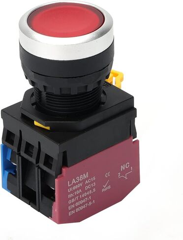 STARELO 22 مم 2 قطعة مفتاح زر الضغط المؤقت 660 فولت 10 أمبير أحمر وأخضر Led ذاتي إعادة الضبط 1NO 1NC. (أحمر وأخضر) in Saudi Arabia