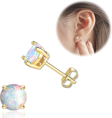 Opal Stud Earrings for women Hypoallergenic Surgical Steel Earrings studs Tragus/Cartilage/Conch/Helix-Dainty Piercing Stainless steel Stud Earrings For Women Men Girls Jewelry Gifts（4mm) in Saudi Arabia