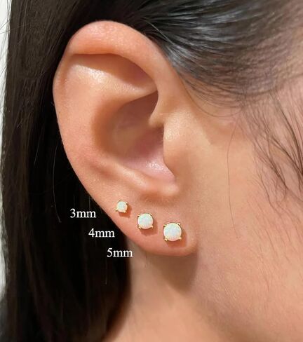 Opal Stud Earrings for women Hypoallergenic Surgical Steel Earrings studs Tragus/Cartilage/Conch/Helix-Dainty Piercing Stainless steel Stud Earrings For Women Men Girls Jewelry Gifts（4mm) in Saudi Arabia