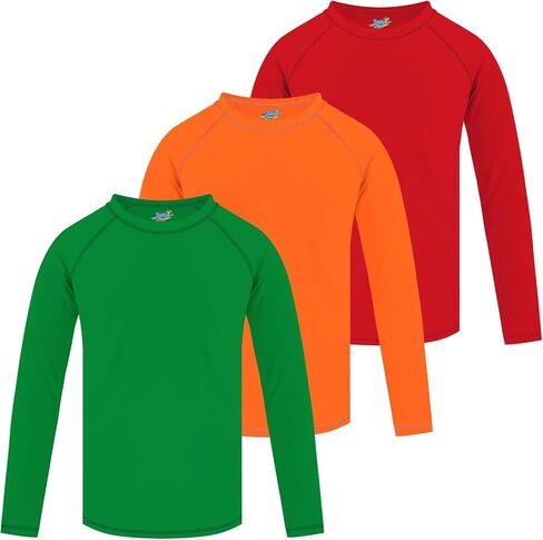 3 Pack Boys Rash Guard Swim Shirt Long Sleeve UPF+ 50 Sun Shirts for Toddler Kids Rashguard Water Swimming Shirts in Saudi Arabia