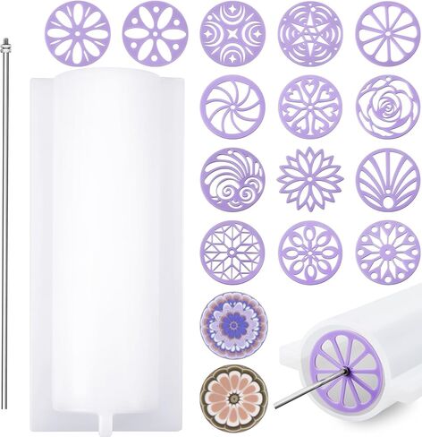Tessco 16 Pcs Soap Kaleidoscope Pull Through Mold Big Silicone Tube Column Mold Soap Embed Molds Soap Making Supplies with 14 Flower Templates Swirl Tool 11.8'' Stick for DIY Soap Candle Cake Making in Saudi Arabia