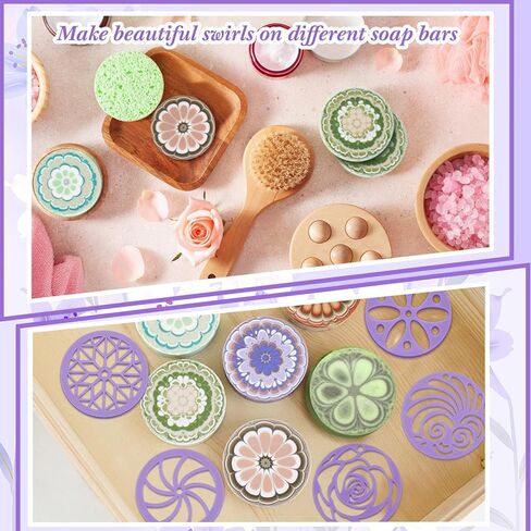 Tessco 16 Pcs Soap Kaleidoscope Pull Through Mold Big Silicone Tube Column Mold Soap Embed Molds Soap Making Supplies with 14 Flower Templates Swirl Tool 11.8'' Stick for DIY Soap Candle Cake Making in Saudi Arabia