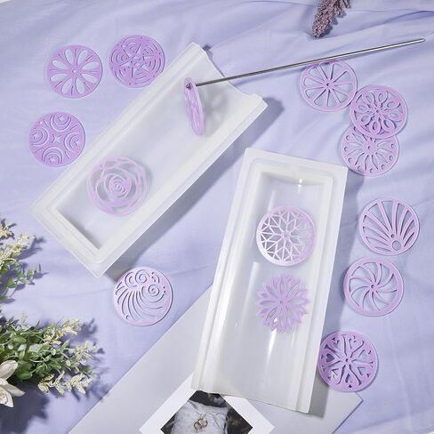 Tessco 16 Pcs Soap Kaleidoscope Pull Through Mold Big Silicone Tube Column Mold Soap Embed Molds Soap Making Supplies with 14 Flower Templates Swirl Tool 11.8'' Stick for DIY Soap Candle Cake Making in Saudi Arabia
