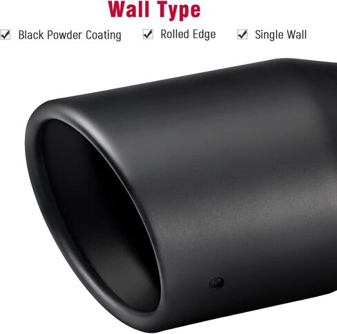 طرف عادم أسود قابل للتعديل مقاس 1 بوصة - 2.5 بوصة، مدخل 1.0-2.5 بوصة، مخرج 3.5 بوصة، مسمار طويل من الفولاذ المقاوم للصدأ 6 بوصة على أطراف أنابيب العادم، عالمي لأنبوب عادم بقطر خارجي 1.5/1.75/2/2.25/2.5 بوصة in Kuwait