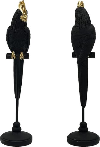 تمثال ببغاء مزدوج، عمل فني غربي بسيط ذهبي، تمثال راتنج مصنوع يدويًا يجلب الحظ السعيد، ديكورات يمكن تطبيقها على المنزل، غرفة المعيشة، طاولة مكتب داخلية، هدية للنساء والأصدقاء in Kuwait