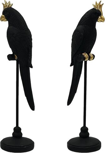 تمثال ببغاء مزدوج، عمل فني غربي بسيط ذهبي، تمثال راتنج مصنوع يدويًا يجلب الحظ السعيد، ديكورات يمكن تطبيقها على المنزل، غرفة المعيشة، طاولة مكتب داخلية، هدية للنساء والأصدقاء in Kuwait