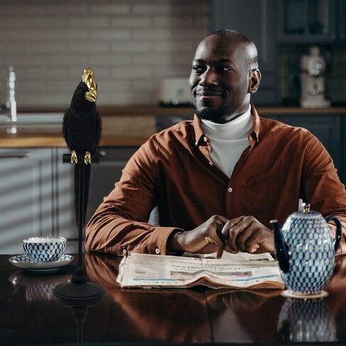 تمثال ببغاء مزدوج، عمل فني غربي بسيط ذهبي، تمثال راتنج مصنوع يدويًا يجلب الحظ السعيد، ديكورات يمكن تطبيقها على المنزل، غرفة المعيشة، طاولة مكتب داخلية، هدية للنساء والأصدقاء in Kuwait