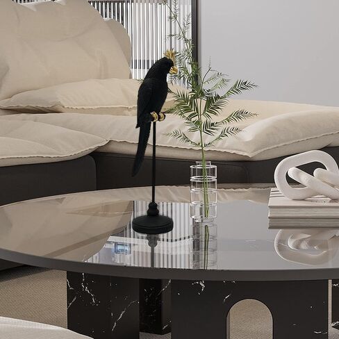 تمثال ببغاء مزدوج، عمل فني غربي بسيط ذهبي، تمثال راتنج مصنوع يدويًا يجلب الحظ السعيد، ديكورات يمكن تطبيقها على المنزل، غرفة المعيشة، طاولة مكتب داخلية، هدية للنساء والأصدقاء in Kuwait