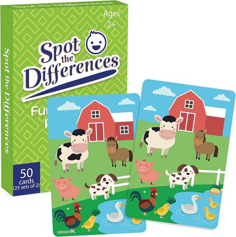 LotFancy Matching Game, Spot The Differences, Card Game for Kids, Fun Picture Puzzle Activity Cards for Family Game Night and Travel Games, Ages 2-9 in Kuwait