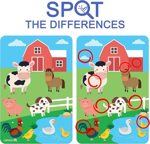 LotFancy Matching Game, Spot The Differences, Card Game for Kids, Fun Picture Puzzle Activity Cards for Family Game Night and Travel Games, Ages 2-9 in Kuwait