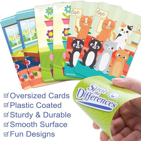 LotFancy Matching Game, Spot The Differences, Card Game for Kids, Fun Picture Puzzle Activity Cards for Family Game Night and Travel Games, Ages 2-9 in Kuwait