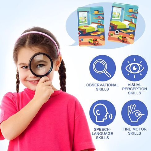 LotFancy Matching Game, Spot The Differences, Card Game for Kids, Fun Picture Puzzle Activity Cards for Family Game Night and Travel Games, Ages 2-9 in Kuwait