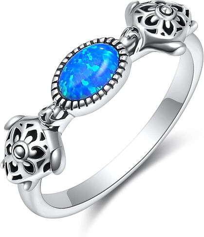 Turtle Ring Sterling Silver Blue Opal Ring Promise Engagement Ring Turtle Jewelry Gift for Women in Saudi Arabia