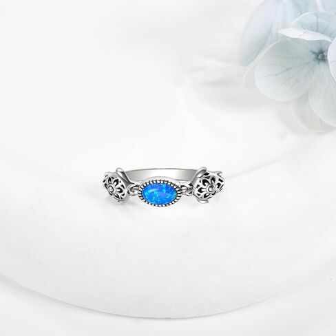 Turtle Ring Sterling Silver Blue Opal Ring Promise Engagement Ring Turtle Jewelry Gift for Women in Saudi Arabia