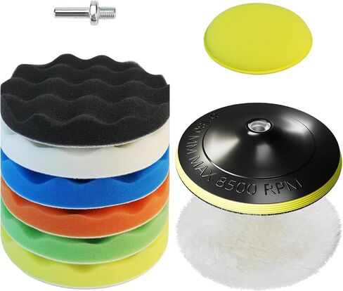 10 Piece Car Foam Polishing Kit, 6 Inch Buffing Pad, Drill Attachment Buffer Polisher Set for Car Waxing, Polishing, and Sealing Glaze in Saudi Arabia