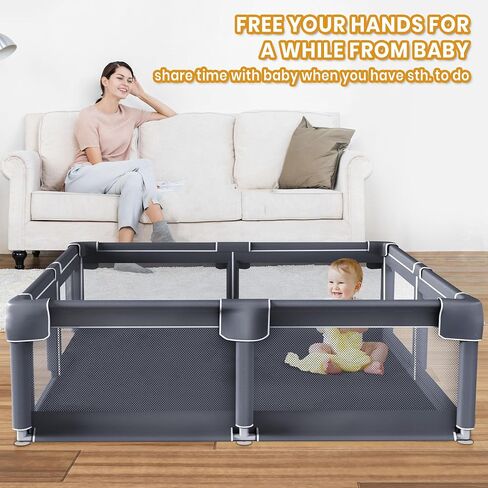 Baby Playpen for Indoor & Outdoor Use | Playpen for Babies and Toddlers | Anti-Fall Baby Play Yard with Breathable Mesh | ECO-Friendly, Easy Assembly | 50x50 inch Size in Saudi Arabia