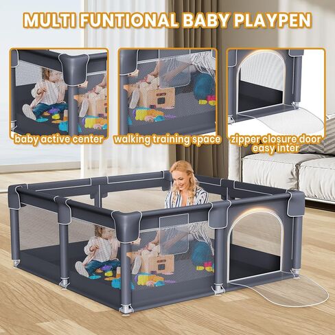 Baby Playpen for Indoor & Outdoor Use | Playpen for Babies and Toddlers | Anti-Fall Baby Play Yard with Breathable Mesh | ECO-Friendly, Easy Assembly | 50x50 inch Size in Saudi Arabia
