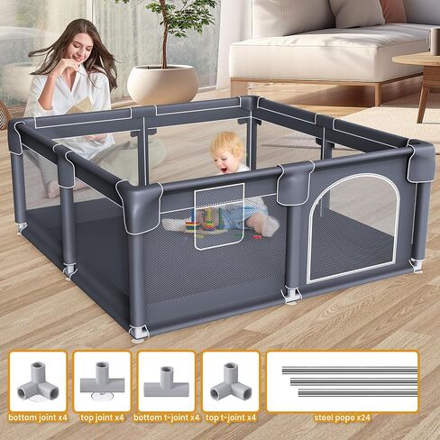Baby Playpen for Indoor & Outdoor Use | Playpen for Babies and Toddlers | Anti-Fall Baby Play Yard with Breathable Mesh | ECO-Friendly, Easy Assembly | 50x50 inch Size in Saudi Arabia