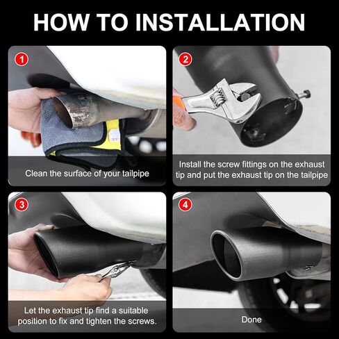 Universal Fit 2-2.25 - 2.5-2.75 Inch Inlet Adjustable Exhaust Tail Pipe Diameter Exhaust Tip Black Powder Coated Stainless Steel Tailpipe Tips Tail Pipe Car Muffler Tips (A32-B) in Saudi Arabia